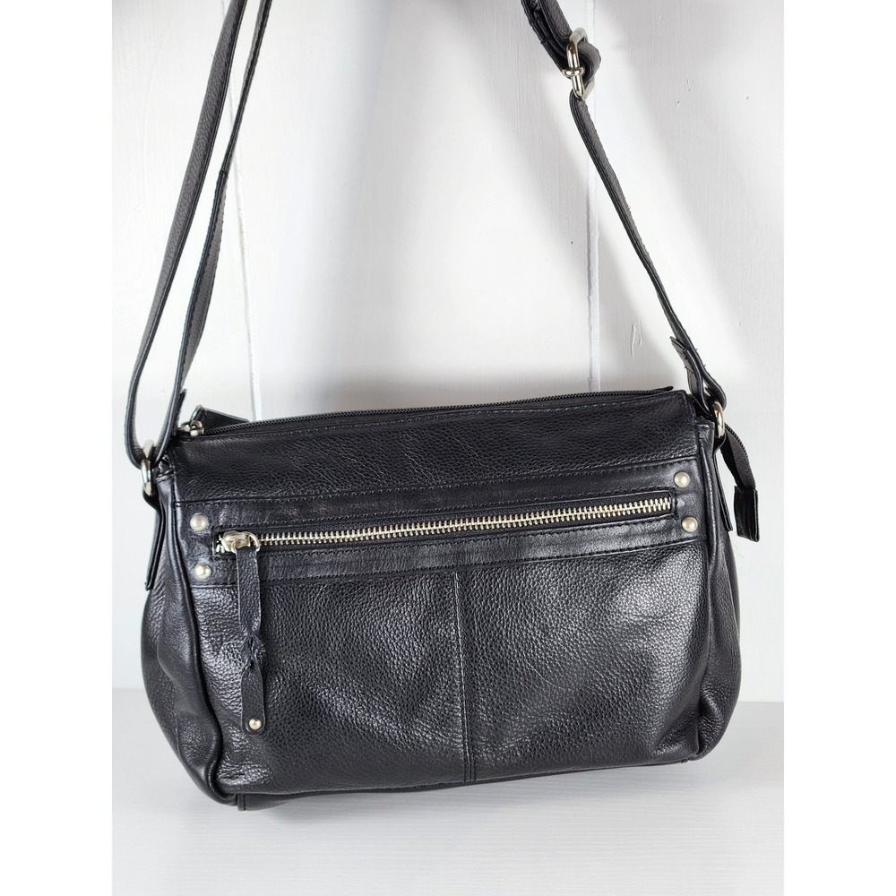 Great American Leather Works Black Pebbled Leather Crossbody Bag Adjustable